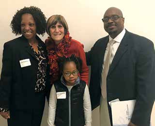 Rep. Rosa DeLauro (D-CT) (center) with (from left) Lisa, Leah, and Stevie Stevenson of New Haven, Connecticut